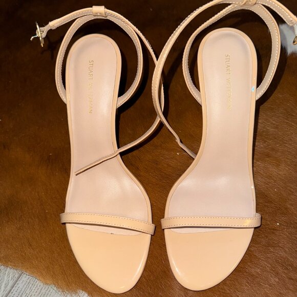 New Patent leather/Golden Beige Stuart Weitzman (8) DANCER 95 SANDAL - Picture 2 of 4